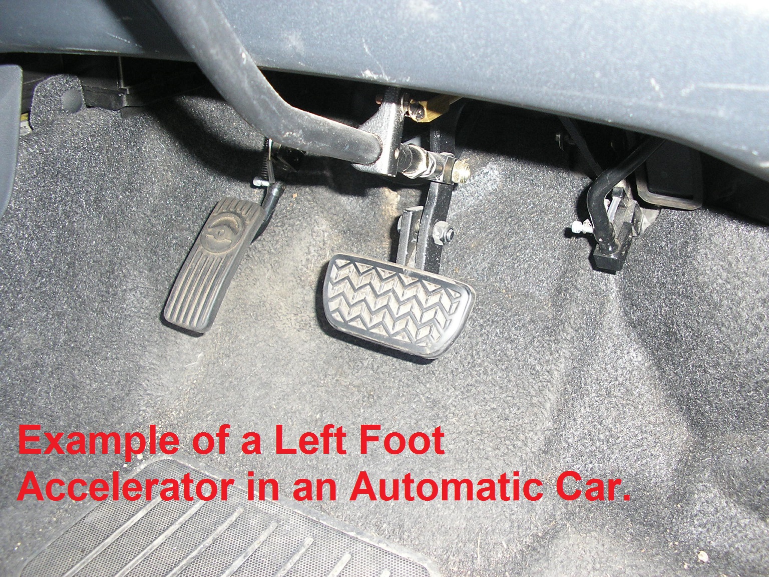 Example of a fitted left foot accelerator pedal